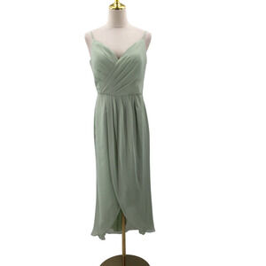 Spaghetti Strap Sage Green Midi Dress